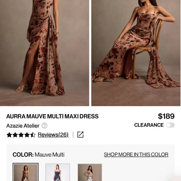 Azazie Floral Maxi Dress in Pink and Green - Picture 2 of 5